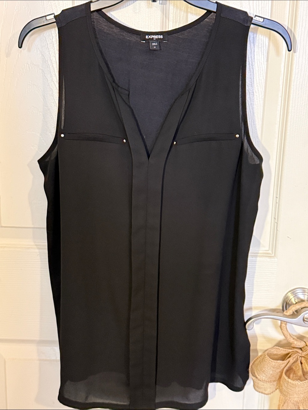Express Black Sleeveless V-Neck Top